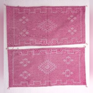 Moroccan Pink Cactus Silk Lumbar Pillow Cover 38x18 Handwoven Boho Cushion